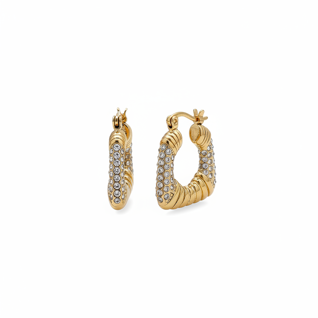 Hoop CZ pave ribbed