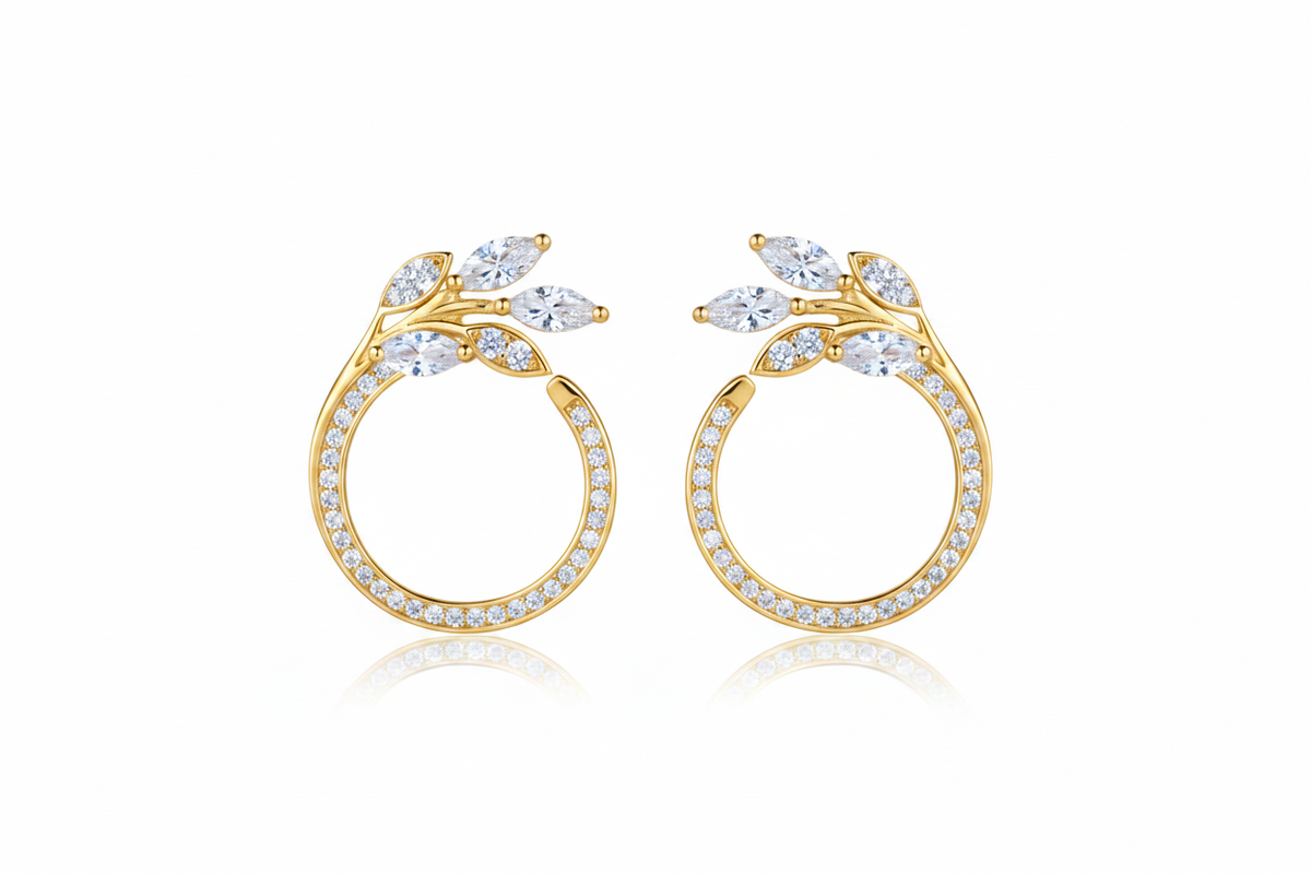 Leaf hoop dorado - fondo blanco
