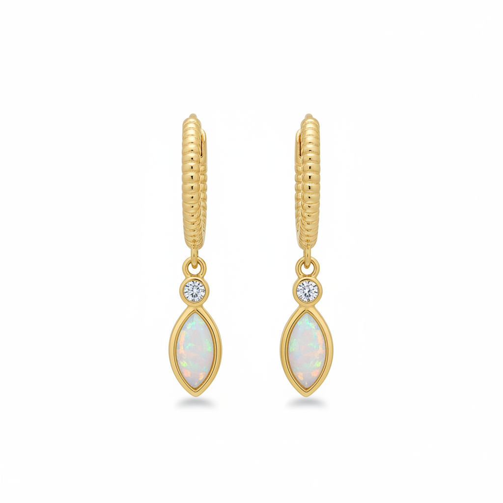 Opal drop hoop - gold fondo blanco