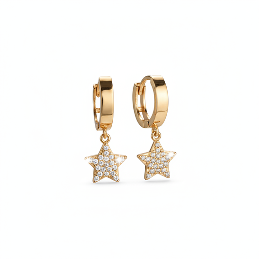 Star hoop earrings Dorado - fondo blanco